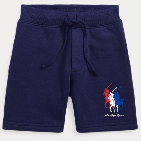 Kids Navy Ralph Lauren Big Pony Fleece Shorts 6  | Quiet Luxury Preppy Icon - Picture 1 of 11